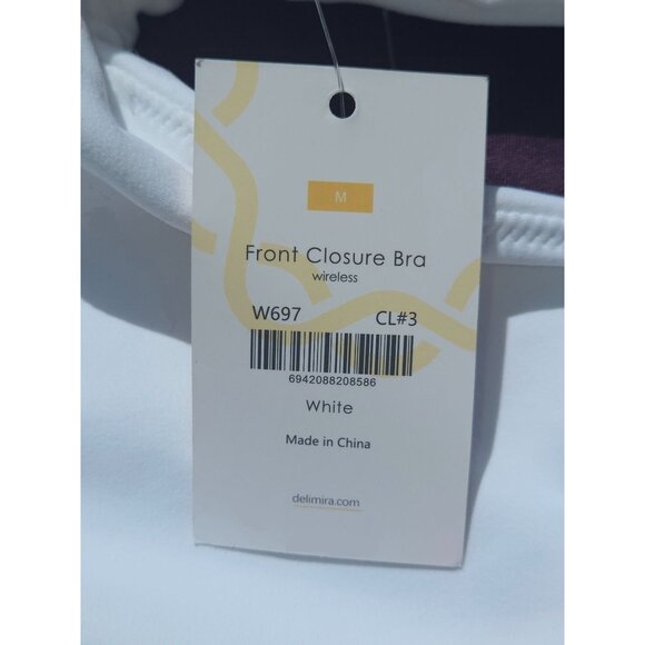 Delimira Womens Front Closure White Wireless Bra With Wide Straps Size M*NWT - Picture 7 of 7